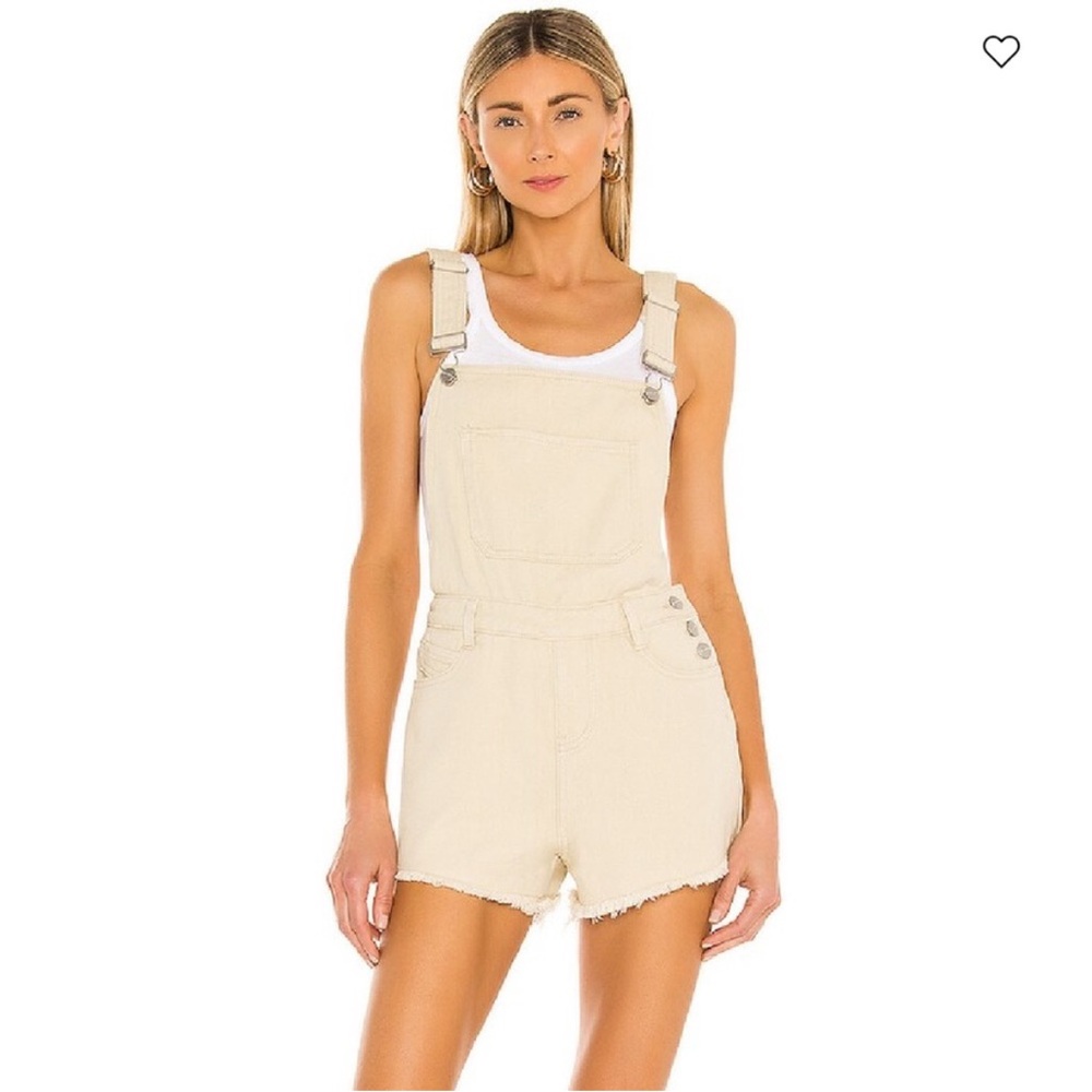 NWT Superdown Cream White Cutoff Short Overalls size 25 festival summer boho